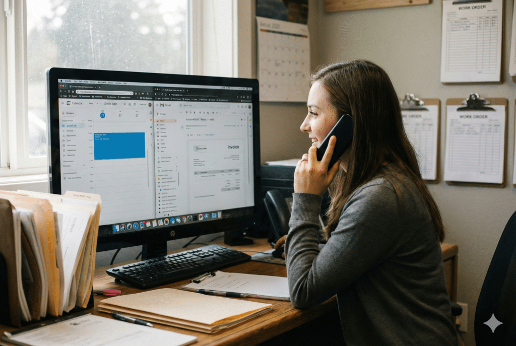 Woman working at a desk comparing job vs career paths with a focus on long-term professional growth.